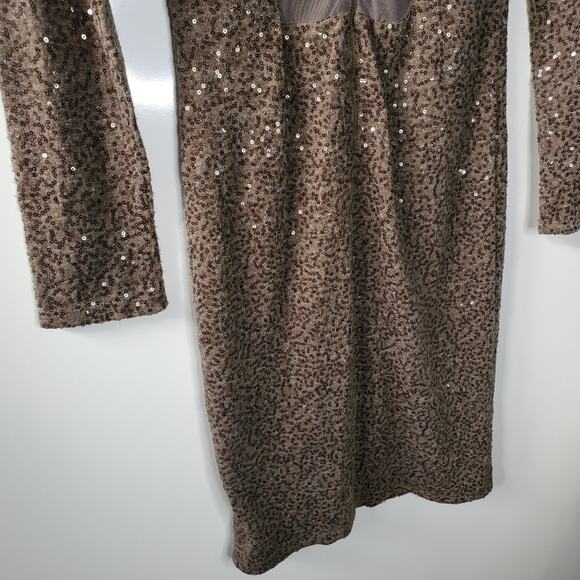 Alice + Olivia Nala Sequined Dress in Chocolate (Brown) Size S - Picture 3 of 12